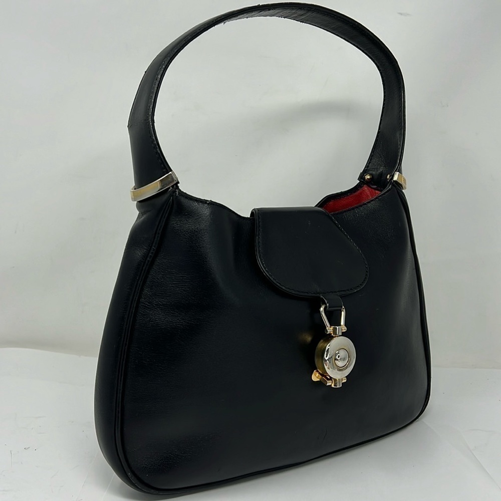 Gucci Jackie 1961 Black Leather Red Leather Interior Shoulder Bag